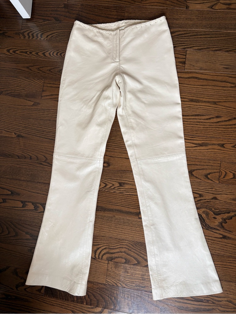 Vintage Caché Ivory Leather Bootcut Pants Size 6 Y2K